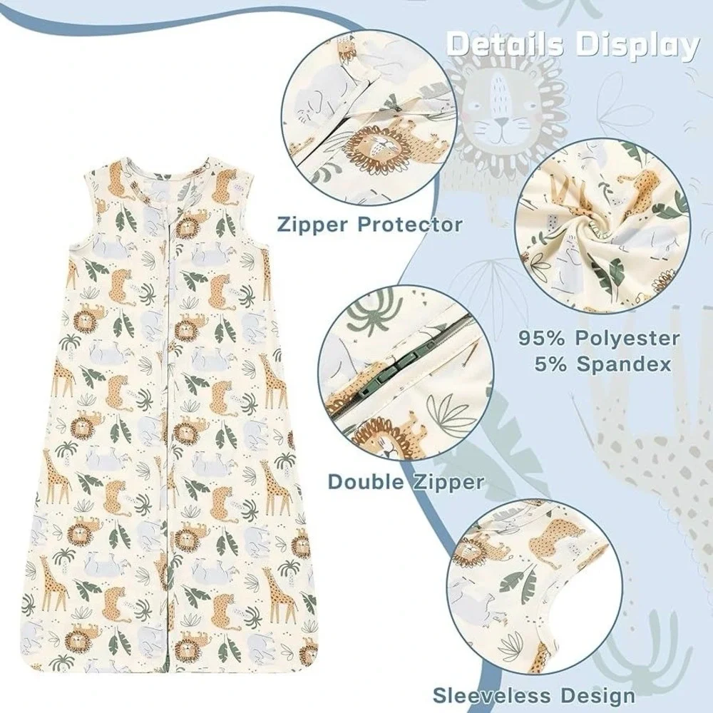 Unisex Baby Stretchy Jungle Themed Sleep Gown Wearable Blanket Size Small (0-6m)